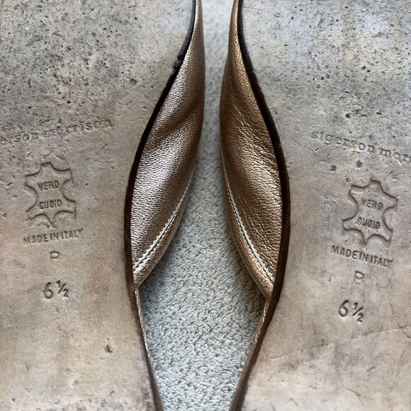 Sigerson Morrison NY Metallic Rose Gold Leather Flat Sandals Women 6.5 Resort - Picture 14 of 15